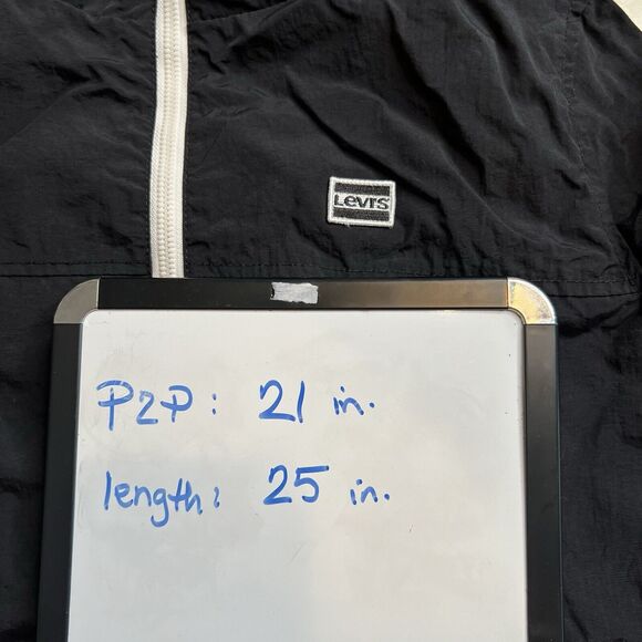 Levi's Strauss & Co Jacket Mens Small Black White Windbreaker Spellout LM9MN221 - Picture 4 of 12